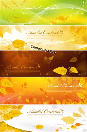 秋季落叶横幅矢量下载